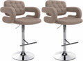 Set van 2 Draaibare Barkrukken - Barstoelen - Comfortabele Zitting & In Hoogte Verstelbaar Kleur taupe