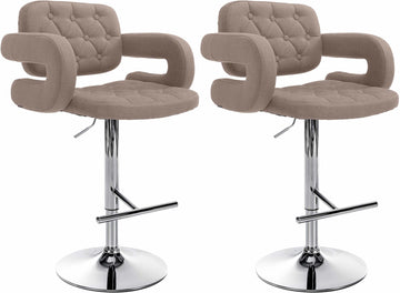 Set van 2 Draaibare Barkrukken - Barstoelen - Comfortabele Zitting & In Hoogte Verstelbaar Kleur taupe