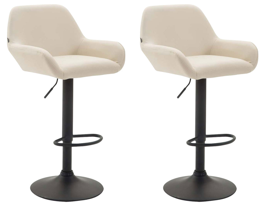 Set van 2 Barkrukken - Kunstleer Stoelen - 360° Draaibaar Comfort Kleur crème Onderstel Kleur zwart