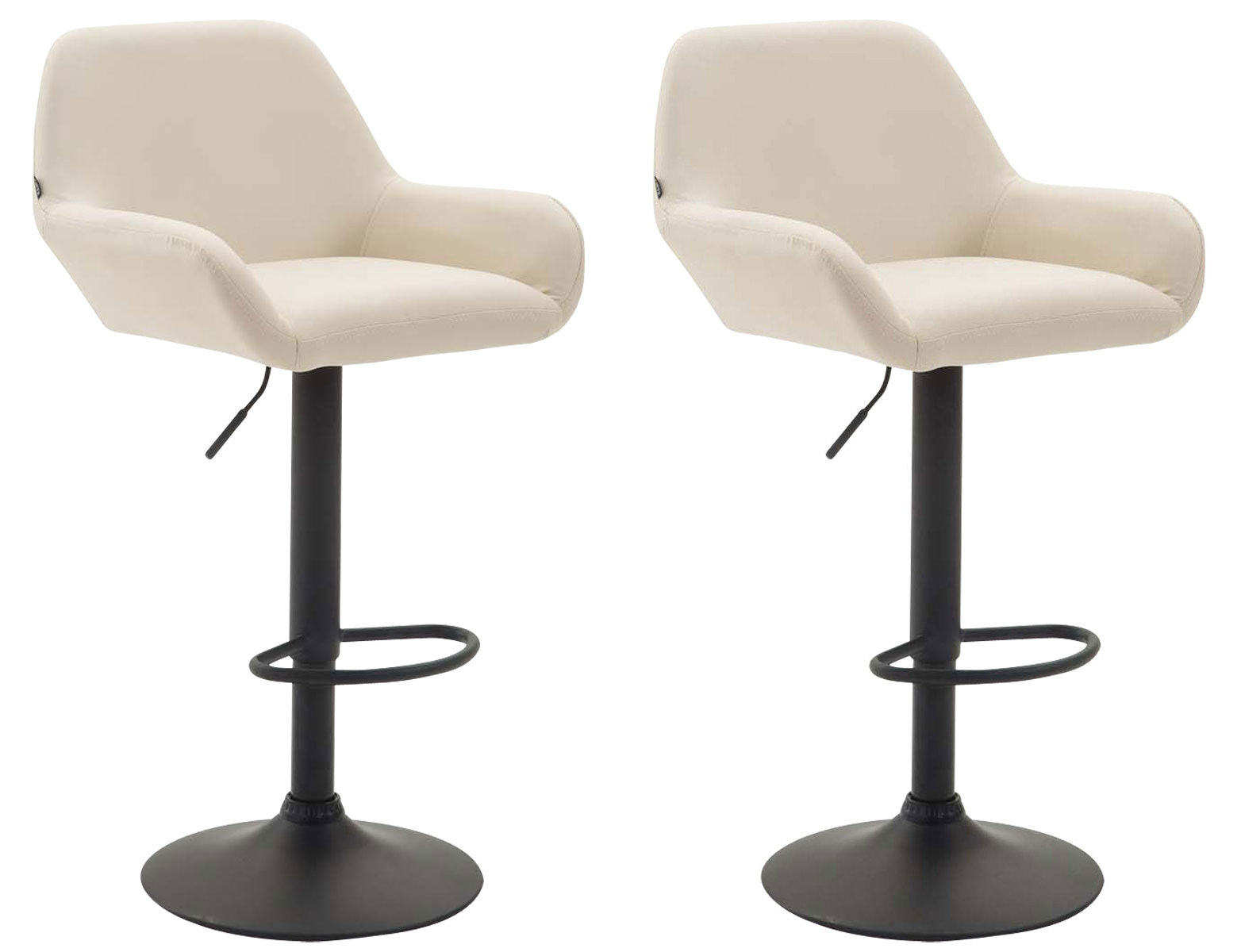 Set van 2 Barkrukken - Kunstleer Stoelen - 360° Draaibaar Comfort Kleur crème Onderstel Kleur zwart