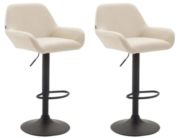 Set van 2 Barkrukken - Kunstleer Stoelen - 360° Draaibaar Comfort Kleur crème Onderstel Kleur zwart