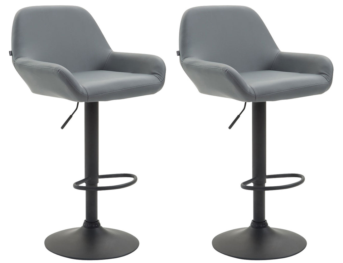 Set van 2 Barkrukken - Kunstleer Stoelen - 360° Draaibaar Comfort Kleur crème Onderstel Kleur zwart