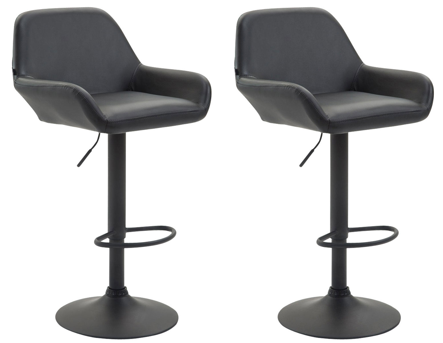 Set van 2 Barkrukken - Kunstleer Stoelen - 360° Draaibaar Comfort Kleur zwart Onderstel Kleur zwart