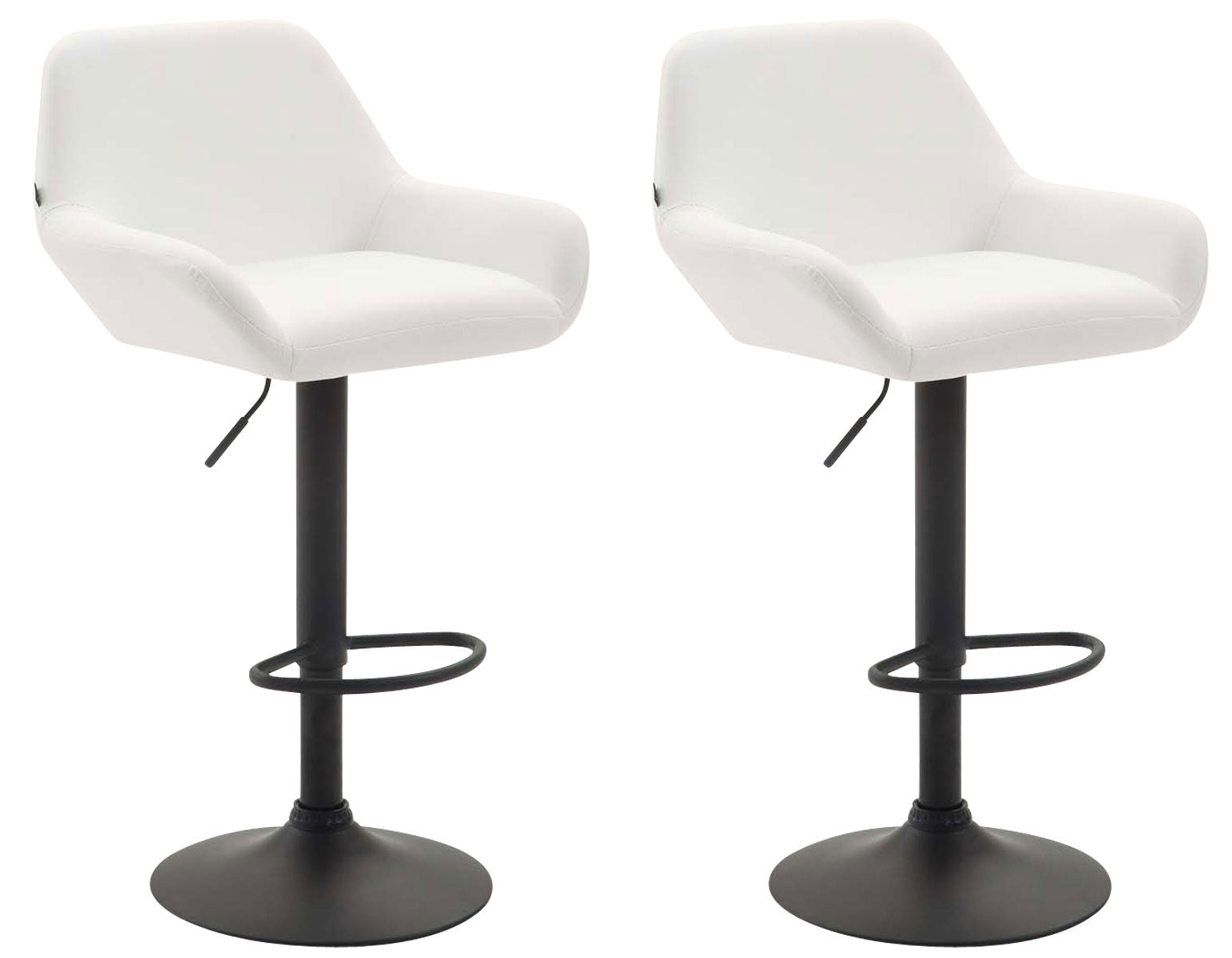 Set van 2 Barkrukken - Kunstleer Stoelen - 360° Draaibaar Comfort Kleur wit Onderstel Kleur zwart