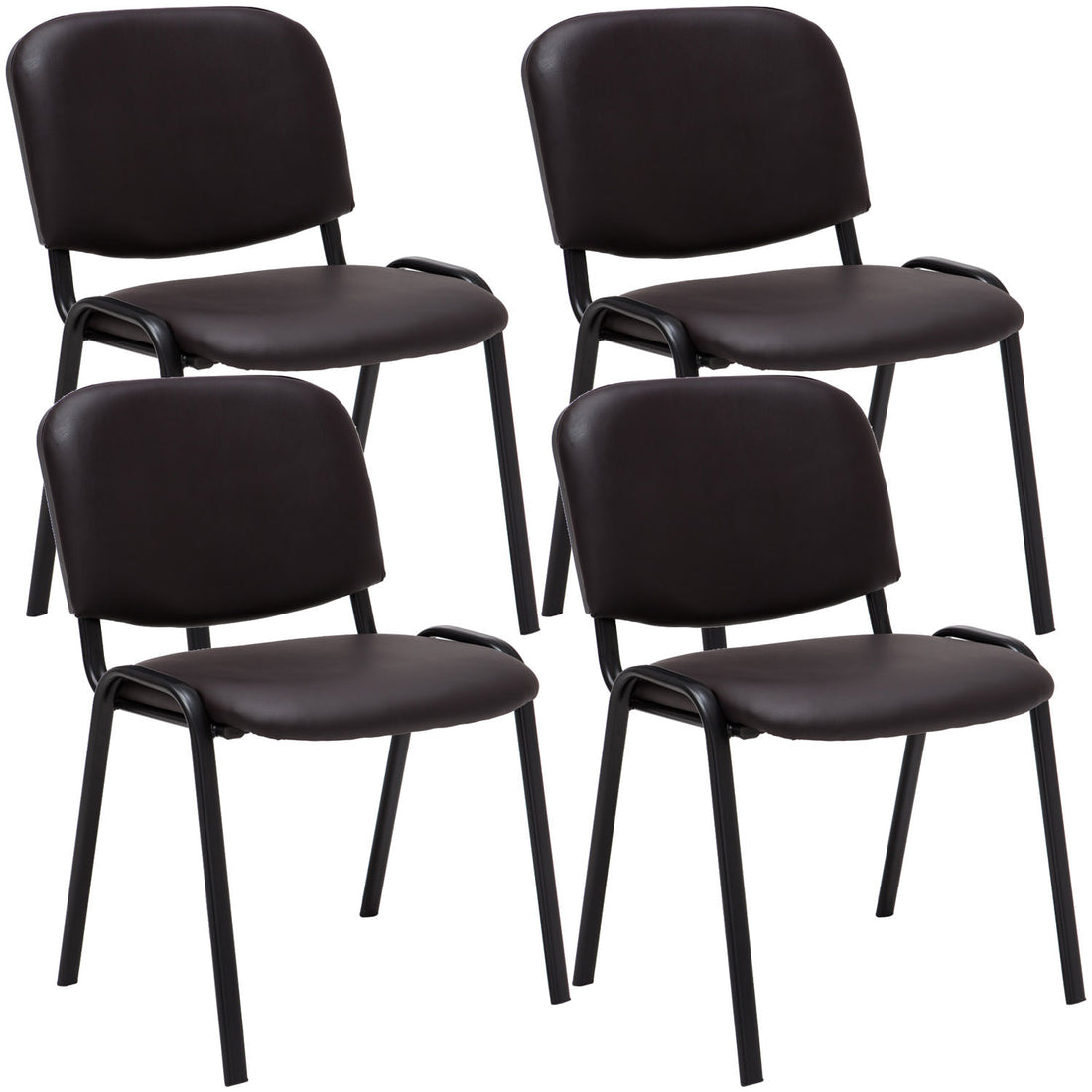4-delige Bezoekersstoel Set - Beursstoelen - Comfortabele Gewatteerde Zitting Kleur bruin