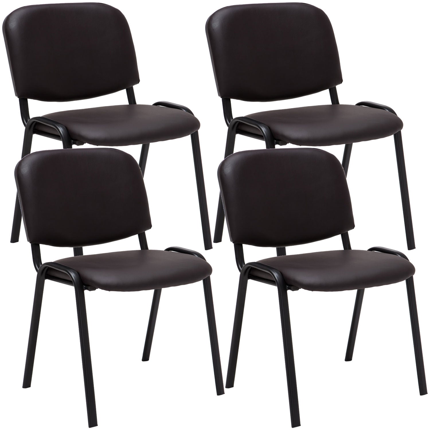 4-delige Bezoekersstoel Set - Beursstoelen - Comfortabele Gewatteerde Zitting Kleur bruin