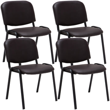 4-delige Bezoekersstoel Set - Beursstoelen - Comfortabele Gewatteerde Zitting Kleur bruin