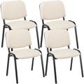 4-delige Bezoekersstoel Set - Beursstoelen - Comfortabele Gewatteerde Zitting Kleur crème