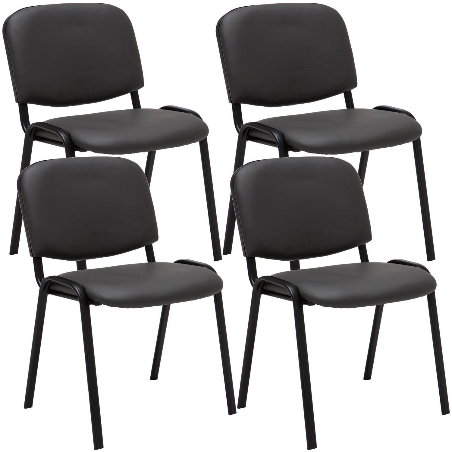 4-delige Bezoekersstoel Set - Beursstoelen - Comfortabele Gewatteerde Zitting Kleur grijs