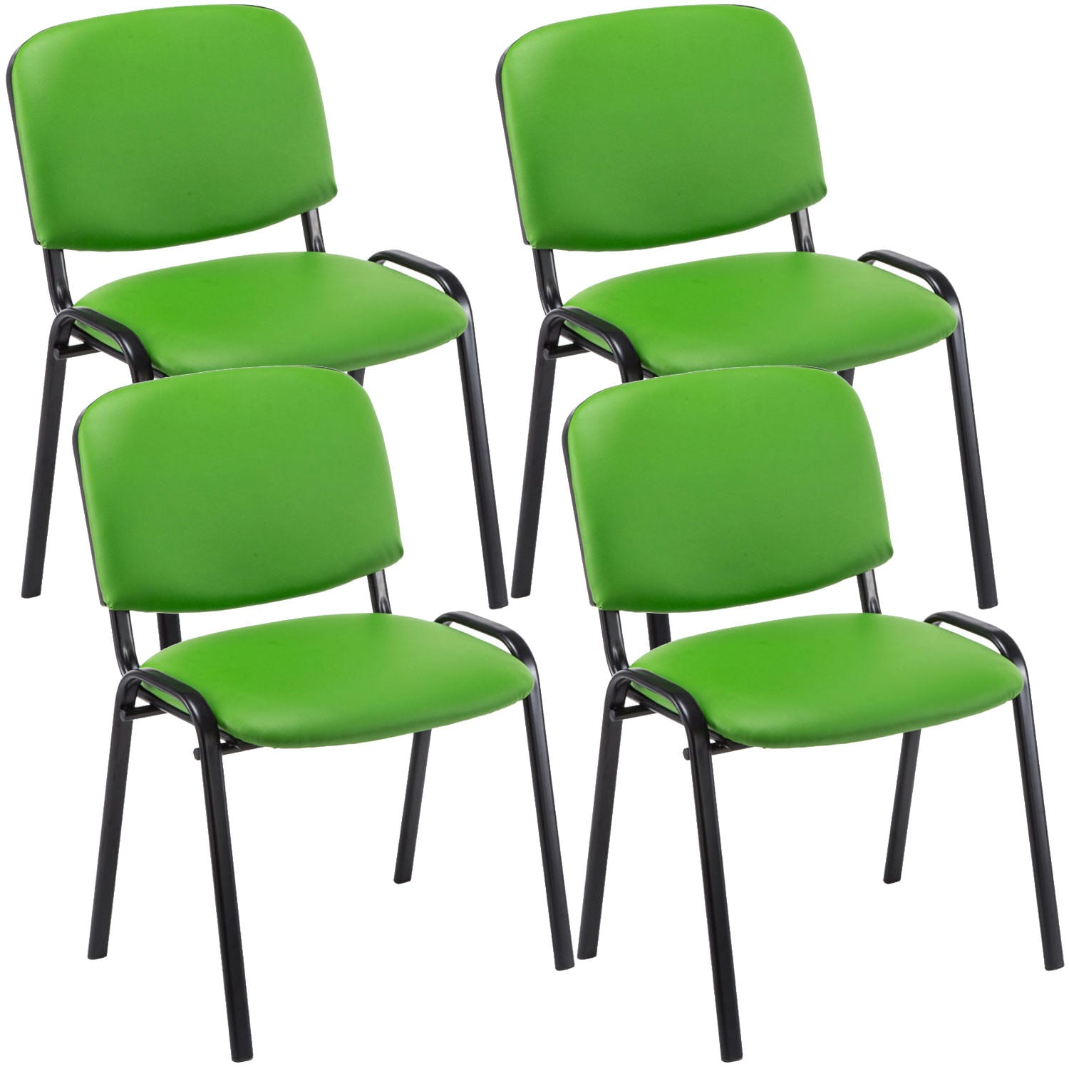 4-delige Bezoekersstoel Set - Beursstoelen - Comfortabele Gewatteerde Zitting Kleur groen