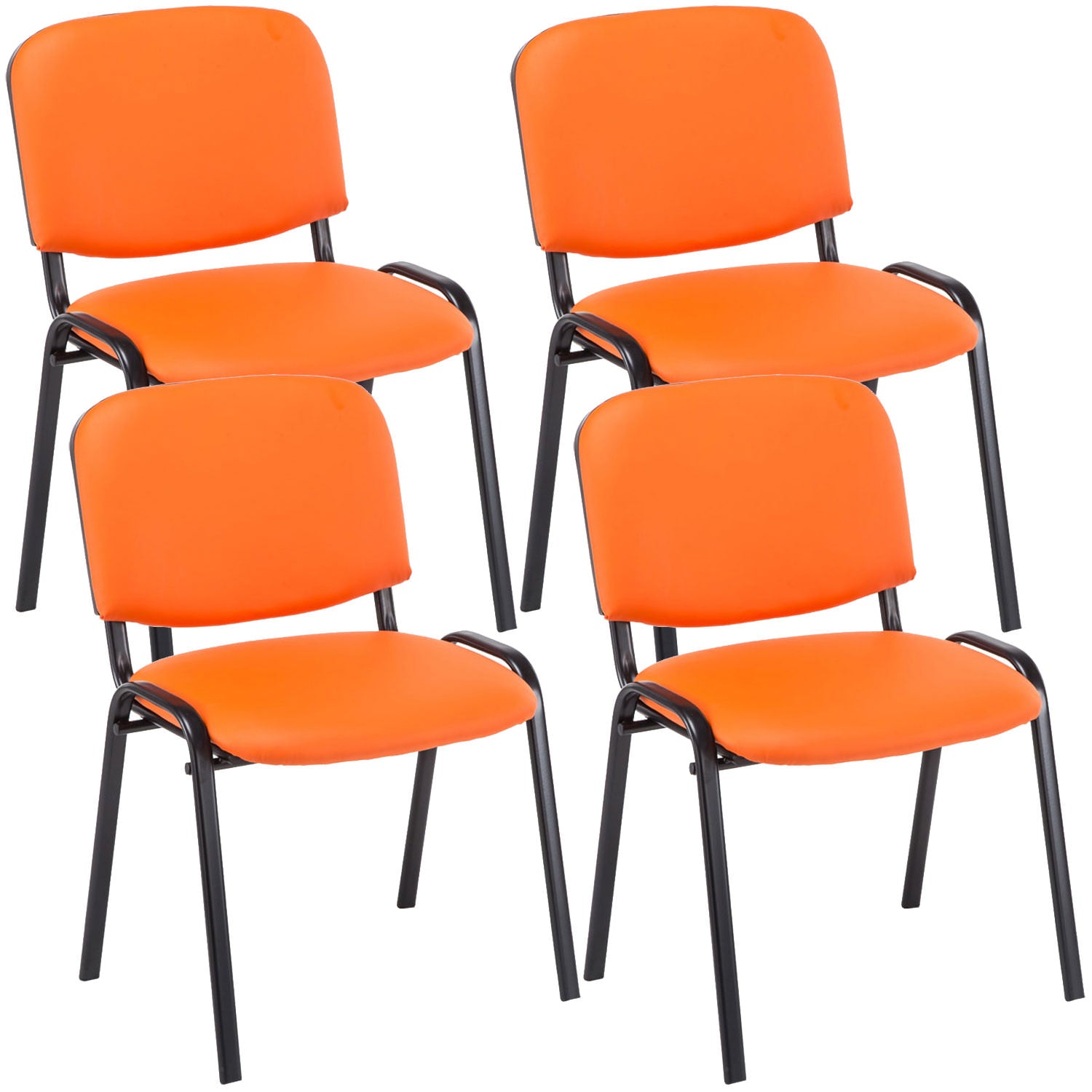 4-delige Bezoekersstoel Set - Beursstoelen - Comfortabele Gewatteerde Zitting Kleur oranje