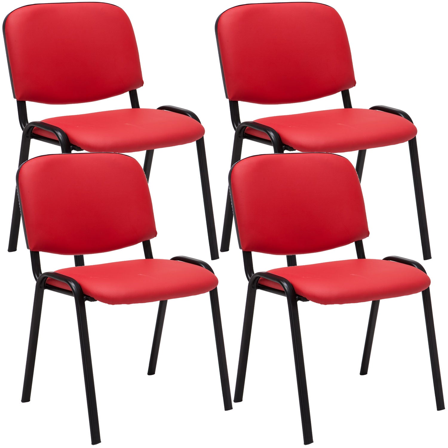 4-delige Bezoekersstoel Set - Beursstoelen - Comfortabele Gewatteerde Zitting Kleur rood