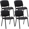 4-delige Bezoekersstoel Set - Beursstoelen - Comfortabele Gewatteerde Zitting Kleur zwart