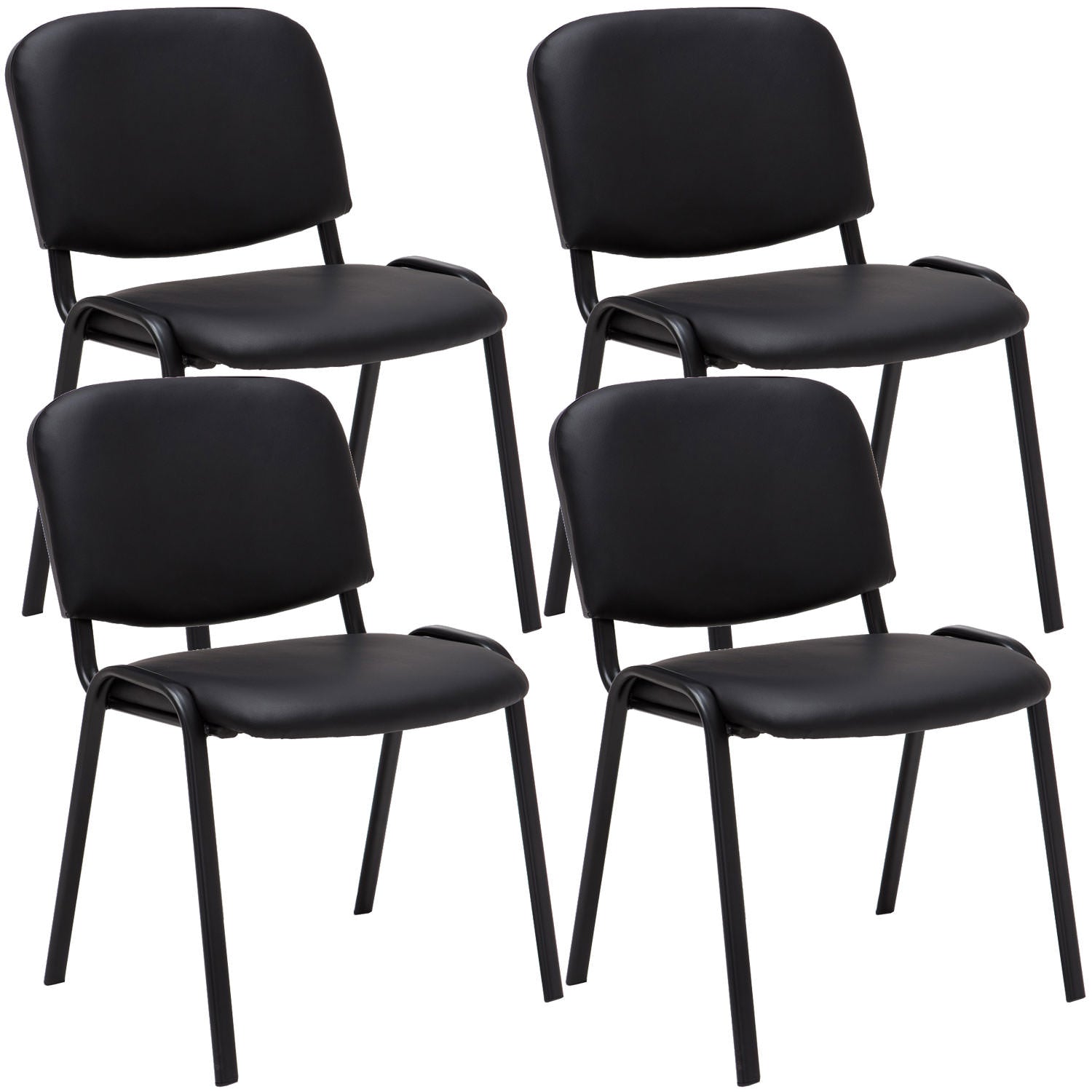 4-delige Bezoekersstoel Set - Beursstoelen - Comfortabele Gewatteerde Zitting Kleur zwart