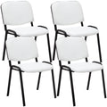 4-delige Bezoekersstoel Set - Beursstoelen - Comfortabele Gewatteerde Zitting Kleur wit