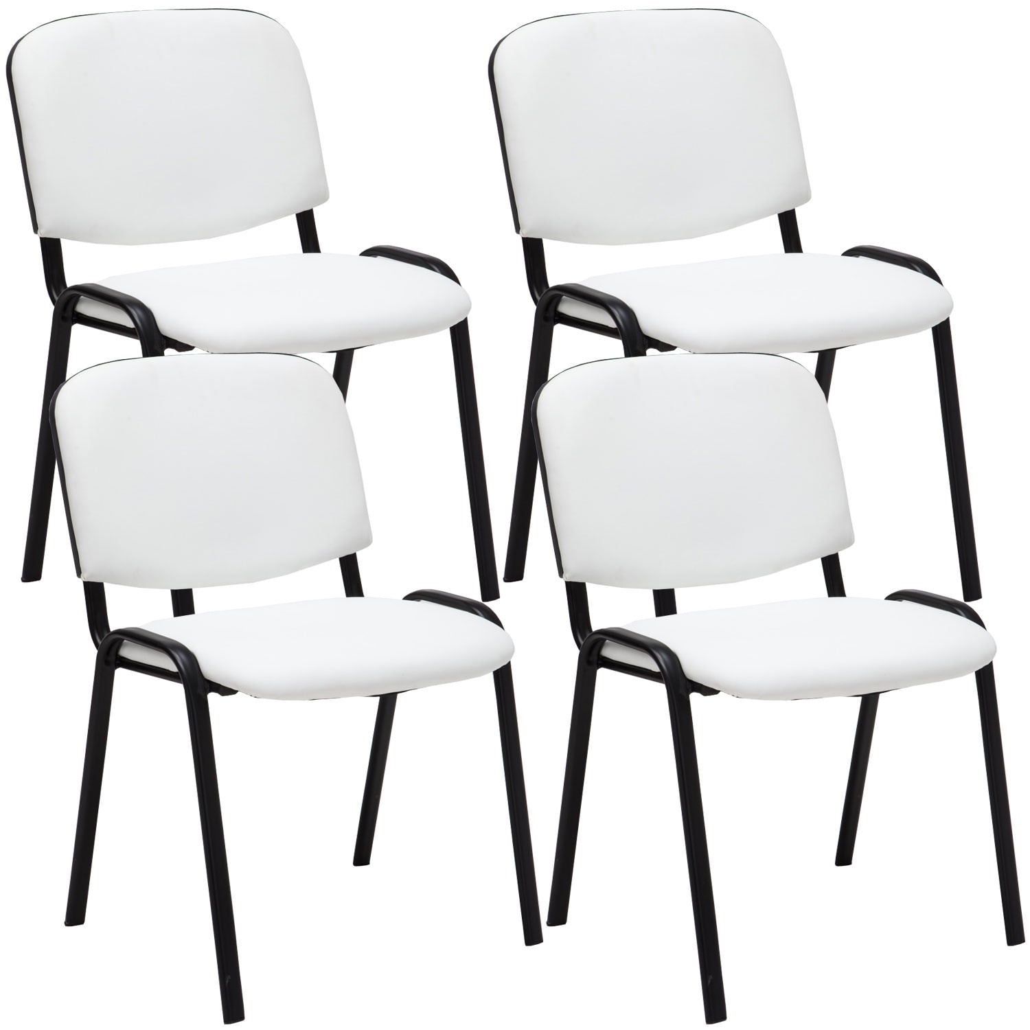 4-delige Bezoekersstoel Set - Beursstoelen - Comfortabele Gewatteerde Zitting Kleur wit