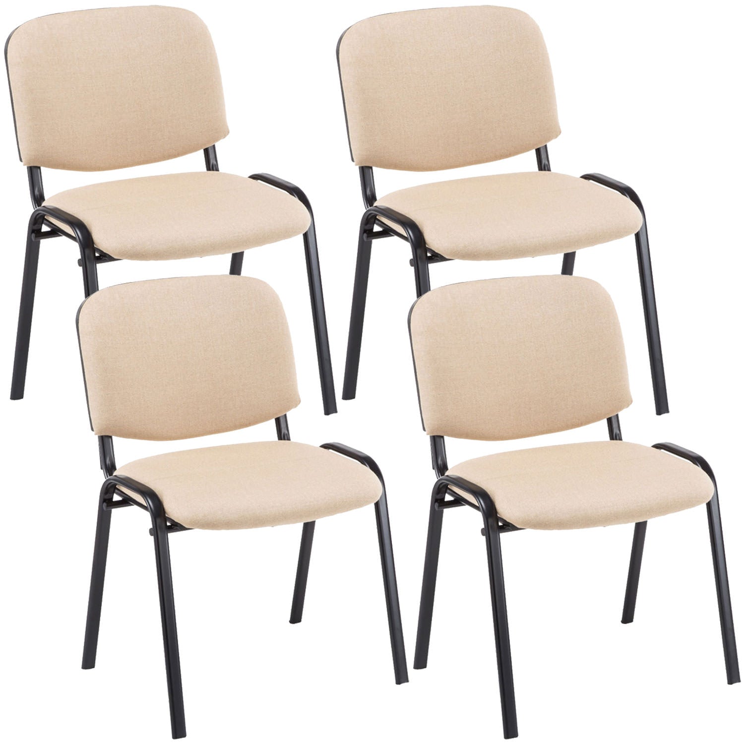 4-delige set Bezoekersstoelen - Conferentiestoelen - Comfort en Ruimtebesparing Kleur crème