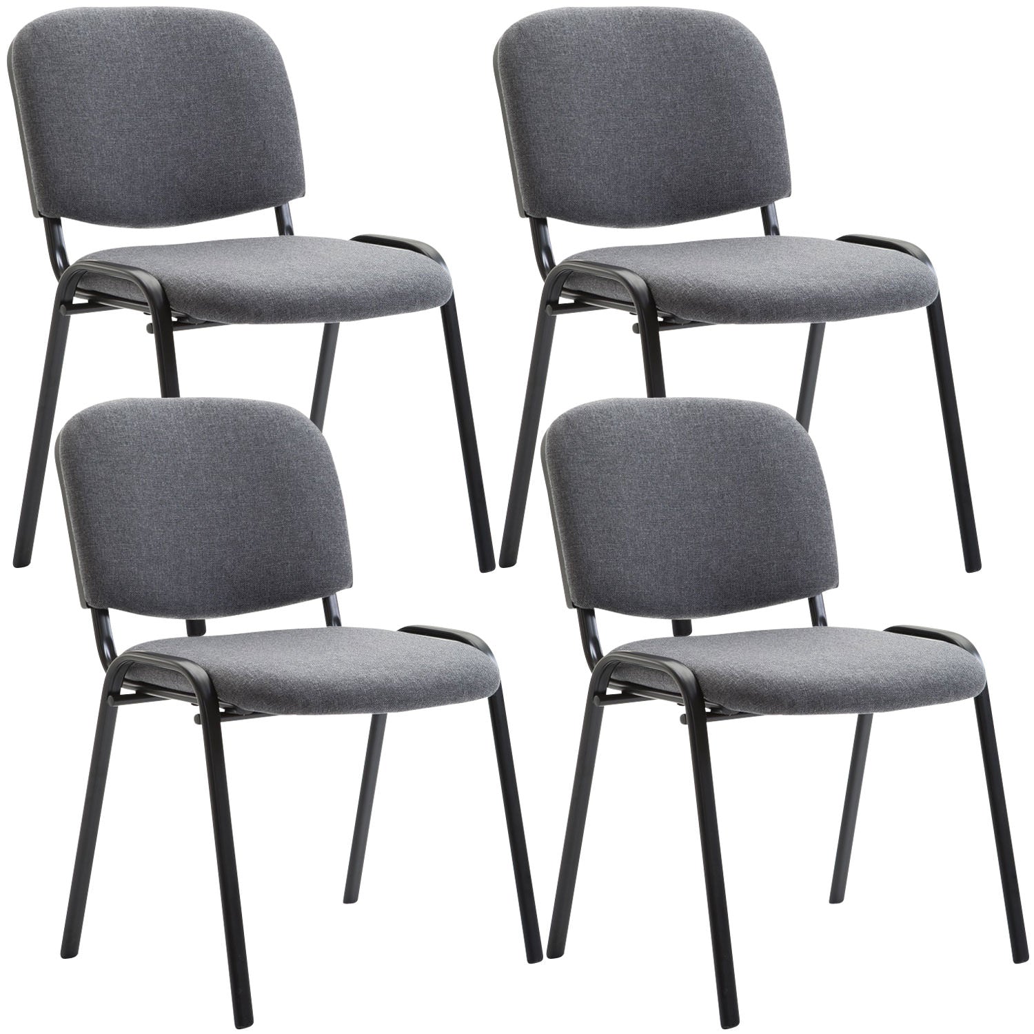 4-delige set Bezoekersstoelen - Conferentiestoelen - Comfort en Ruimtebesparing Kleur grijs