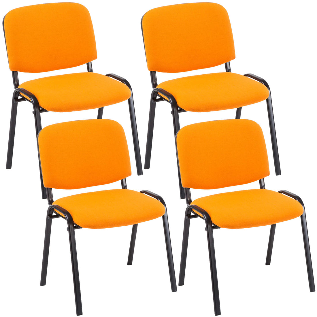 Set van 4 stapelbare bezoekersstoelen - Vergaderstoelen - Ruimtebesparend, comfortabel, oranje Kleur oranje
