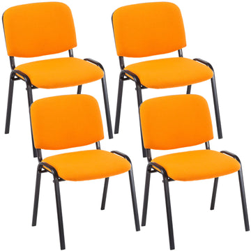 Set van 4 stapelbare bezoekersstoelen - Vergaderstoelen - Ruimtebesparend, comfortabel, oranje Kleur oranje