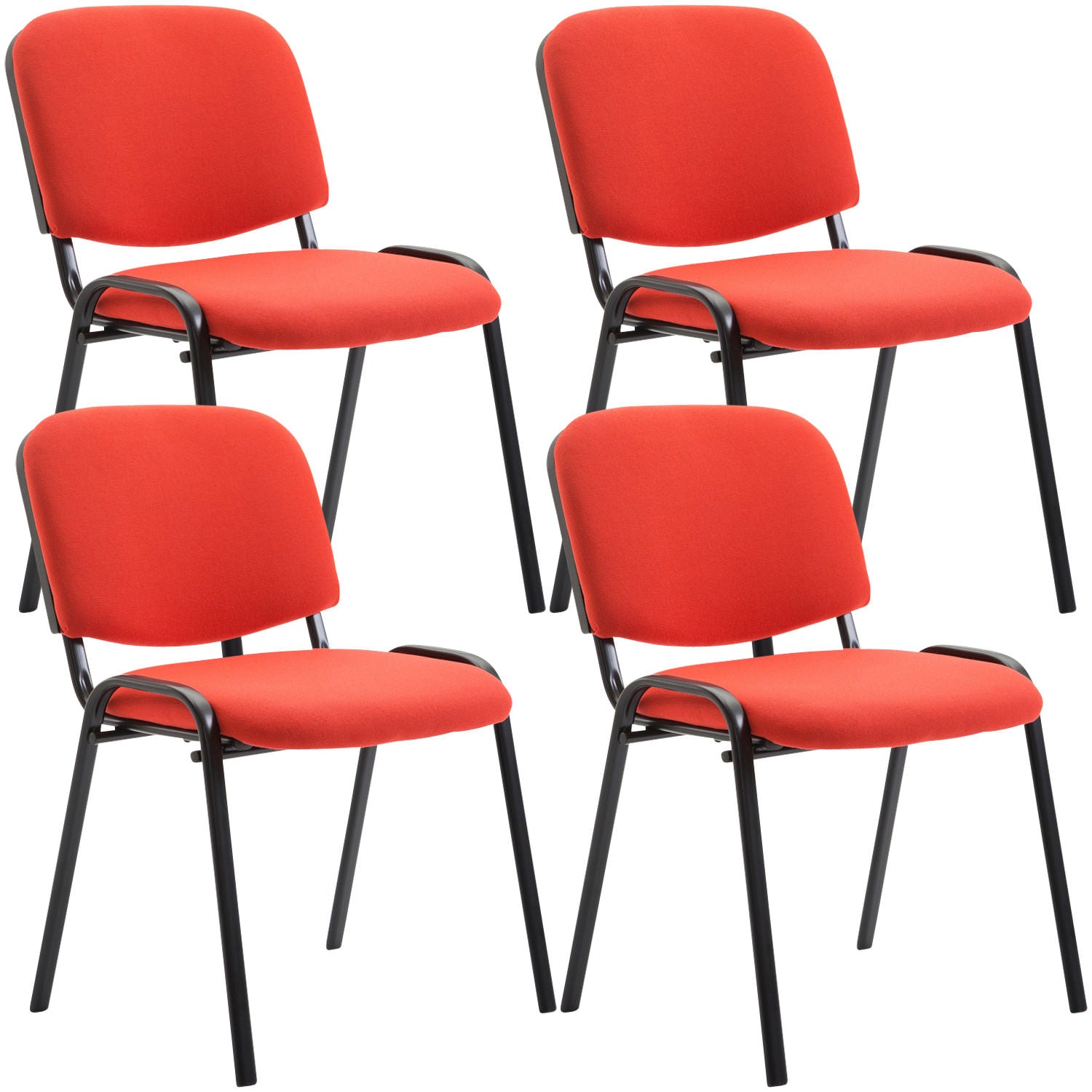 4-delige set Bezoekersstoelen - Conferentiestoelen - Comfort en Ruimtebesparing Kleur rood