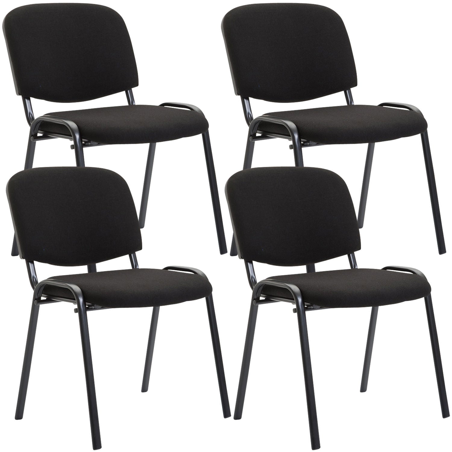 4-delige set Bezoekersstoelen - Conferentiestoelen - Comfort en Ruimtebesparing Kleur zwart
