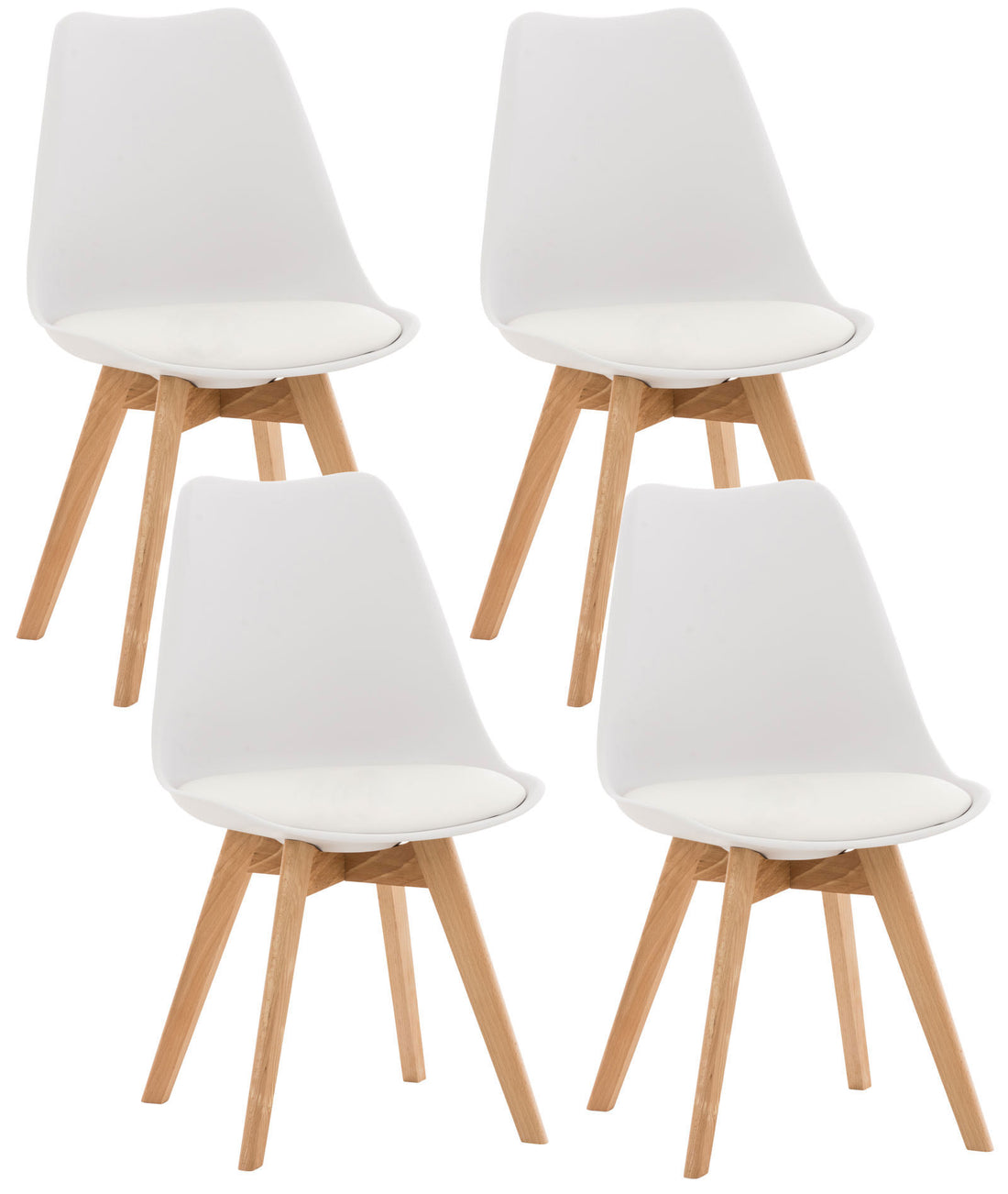 4-delige set Eetkamerstoelen - Keukenstoelen - Comfortabel en Reinigen Gemakkelijk Kleur wit Materiaal KunstStof