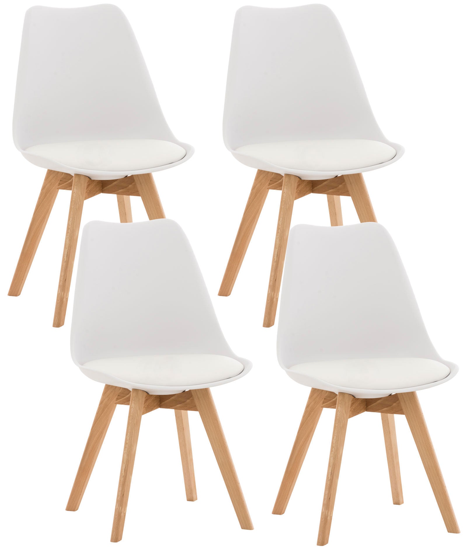 4-delige set Eetkamerstoelen - Keukenstoelen - Comfortabel en Reinigen Gemakkelijk Kleur wit Materiaal KunstStof
