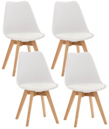 4-delige set Eetkamerstoelen - Keukenstoelen - Comfortabel en Reinigen Gemakkelijk Kleur wit Materiaal KunstStof