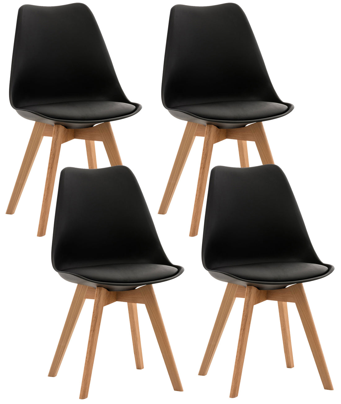 4-delige set Eetkamerstoelen - Keukenstoelen - Comfortabel en Reinigen Gemakkelijk Kleur wit Materiaal KunstStof