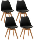 4-delige set Eetkamerstoelen - Keukenstoelen - Comfortabel en Reinigen Gemakkelijk Kleur zwart Materiaal KunstStof