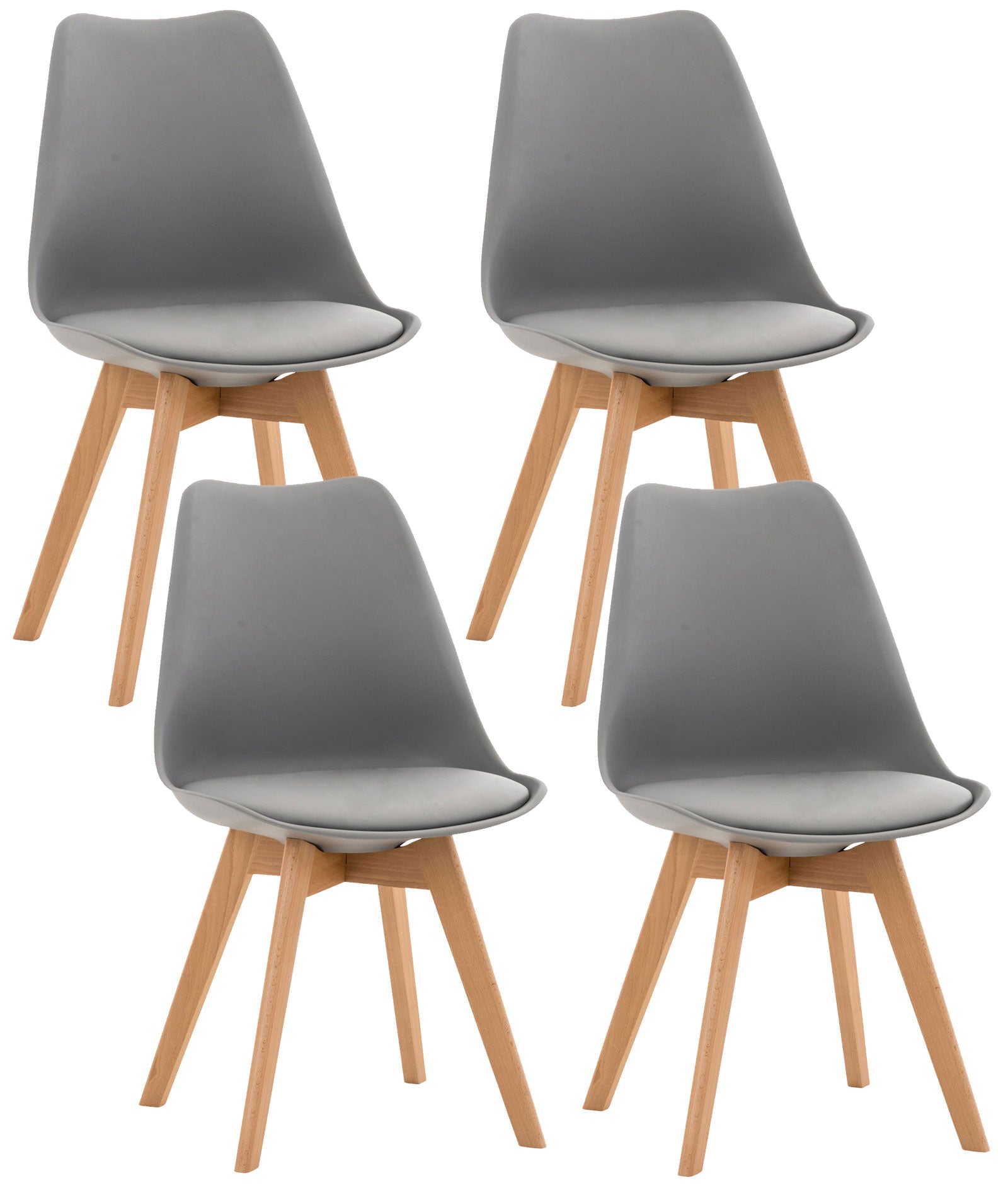 4-delige set Eetkamerstoelen - Keukenstoelen - Comfortabel en Reinigen Gemakkelijk Kleur grijs Materiaal KunstStof