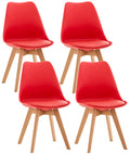4-delige set Eetkamerstoelen - Keukenstoelen - Comfortabel en Reinigen Gemakkelijk Kleur rood Materiaal KunstStof