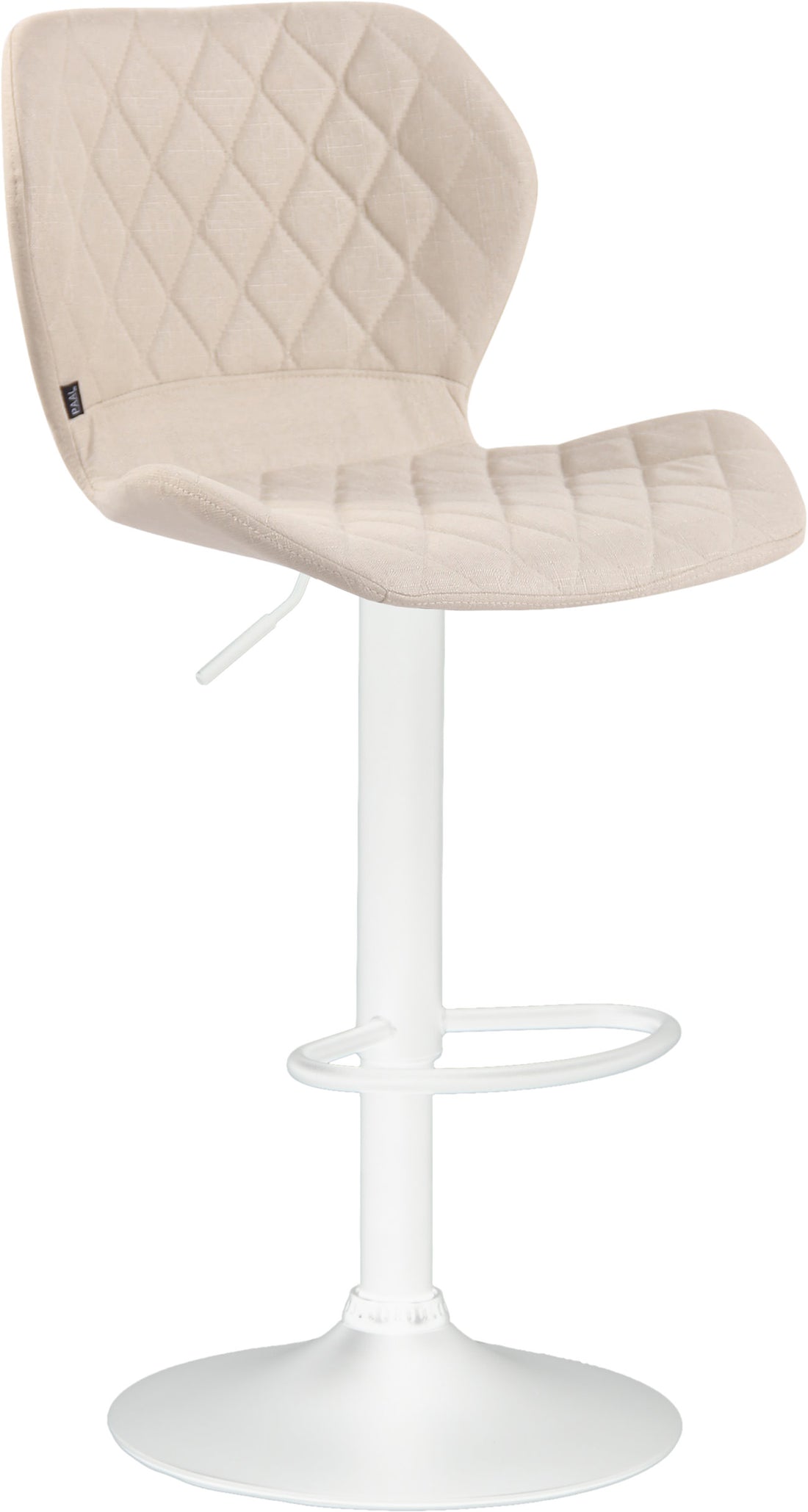 Barkruk met Stoffen Bekleding - Hoge Kruk - Hoogte Verstelbaar - Modern Design Kleur crème Onderstel Kleur wit