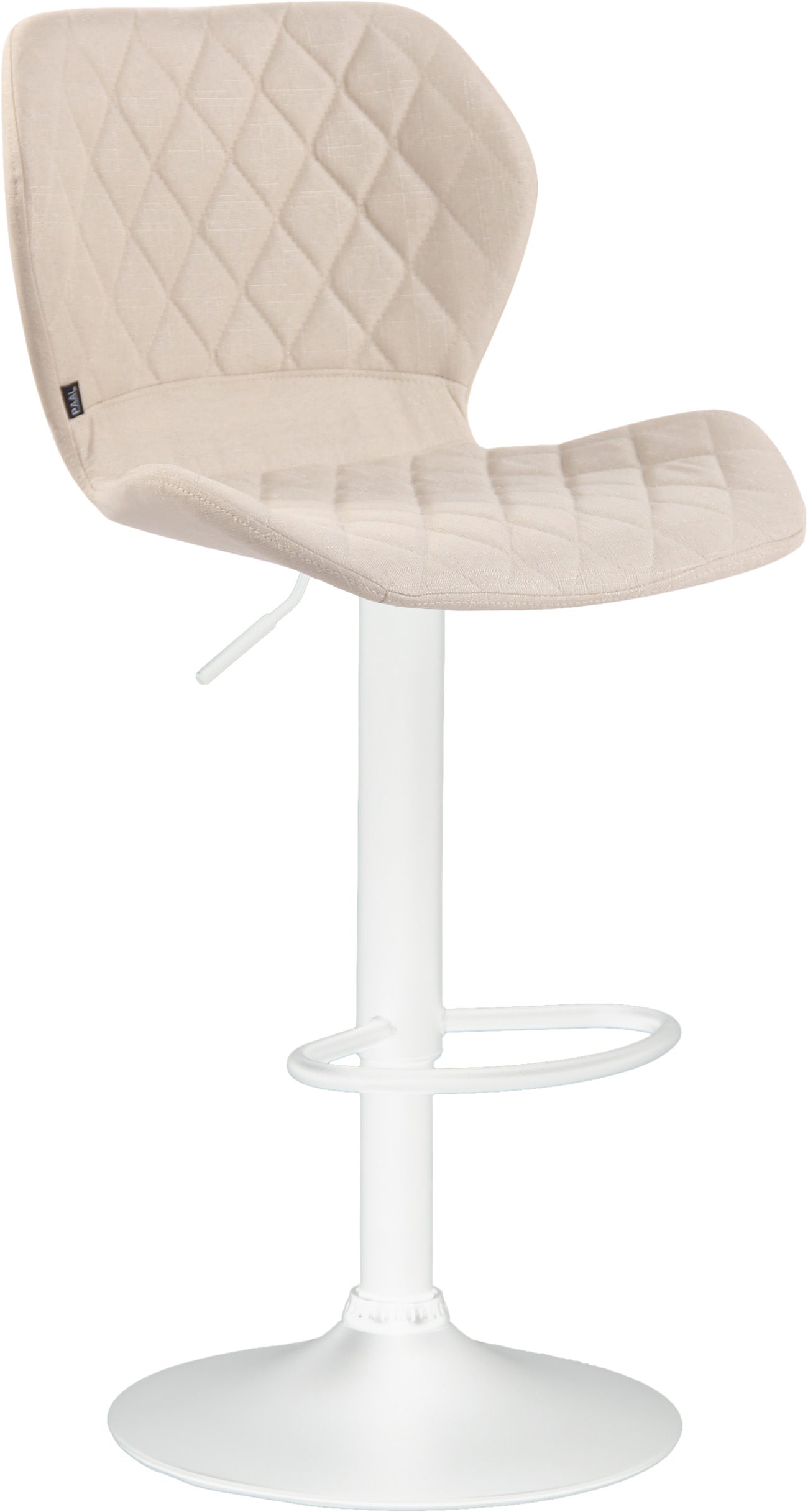 Barkruk met Stoffen Bekleding - Hoge Kruk - Hoogte Verstelbaar - Modern Design Kleur crème Onderstel Kleur wit