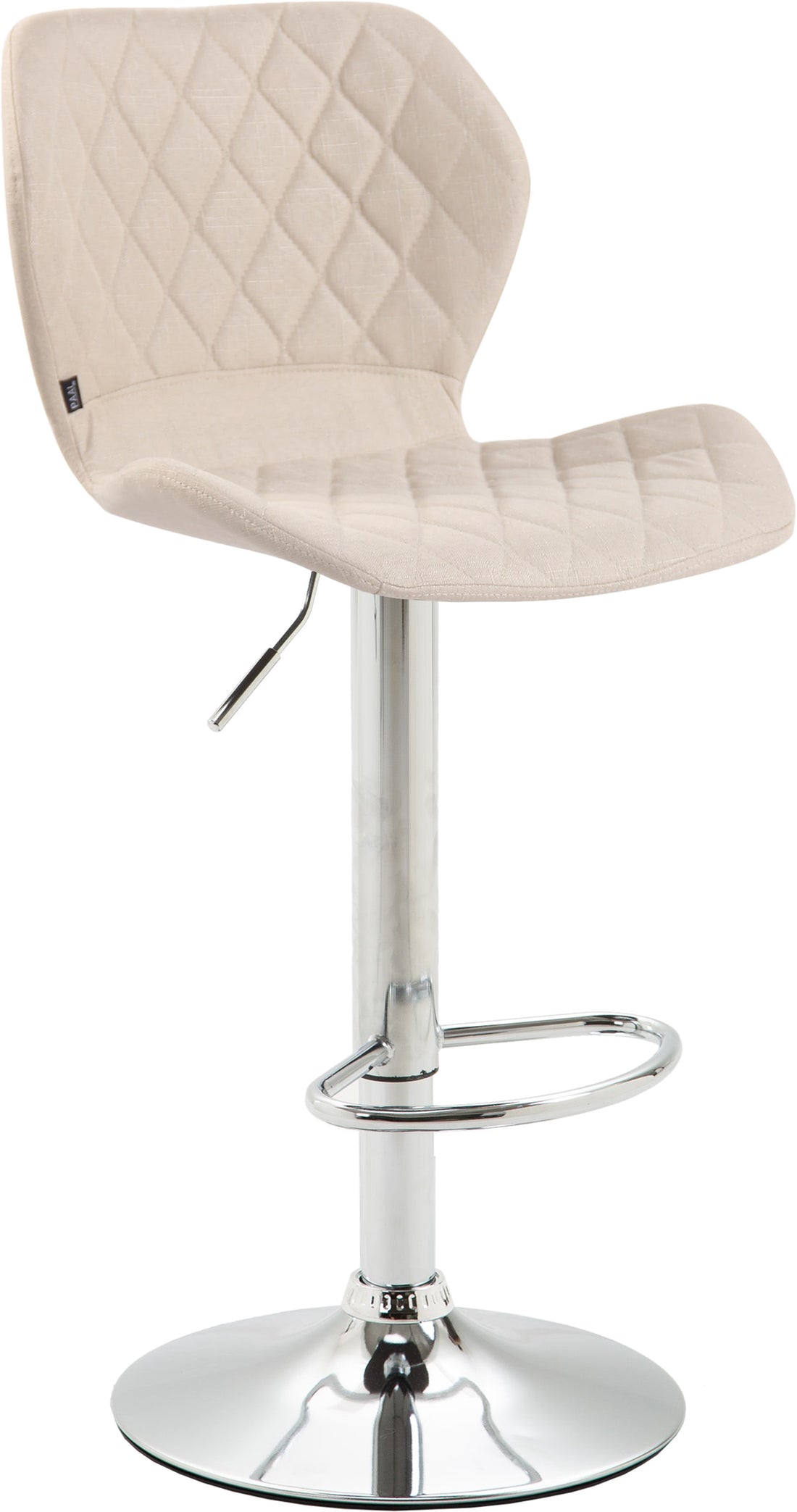 Barkruk met Stoffen Bekleding - Hoge Kruk - Hoogte Verstelbaar - Modern Design Kleur crème Onderstel Kleur wit