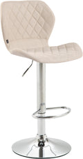 Barkruk met Stoffen Bekleding - Hoge Kruk - Hoogte Verstelbaar - Modern Design Kleur crème Onderstel Kleur chroom