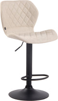 Barkruk met Stoffen Bekleding - Hoge Kruk - Hoogte Verstelbaar - Modern Design Kleur crème Onderstel Kleur zwart