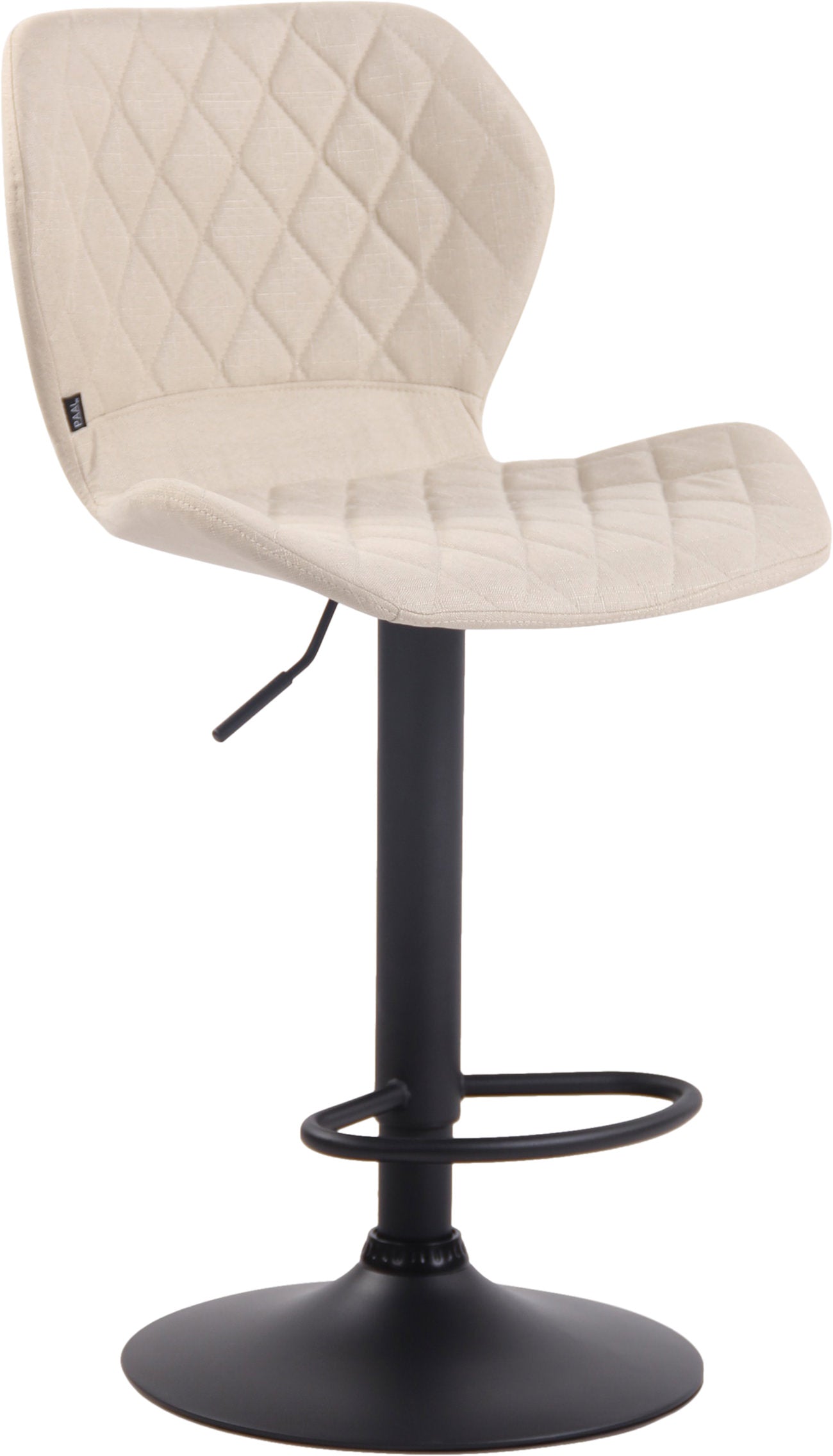 Barkruk met Stoffen Bekleding - Hoge Kruk - Hoogte Verstelbaar - Modern Design Kleur crème Onderstel Kleur zwart
