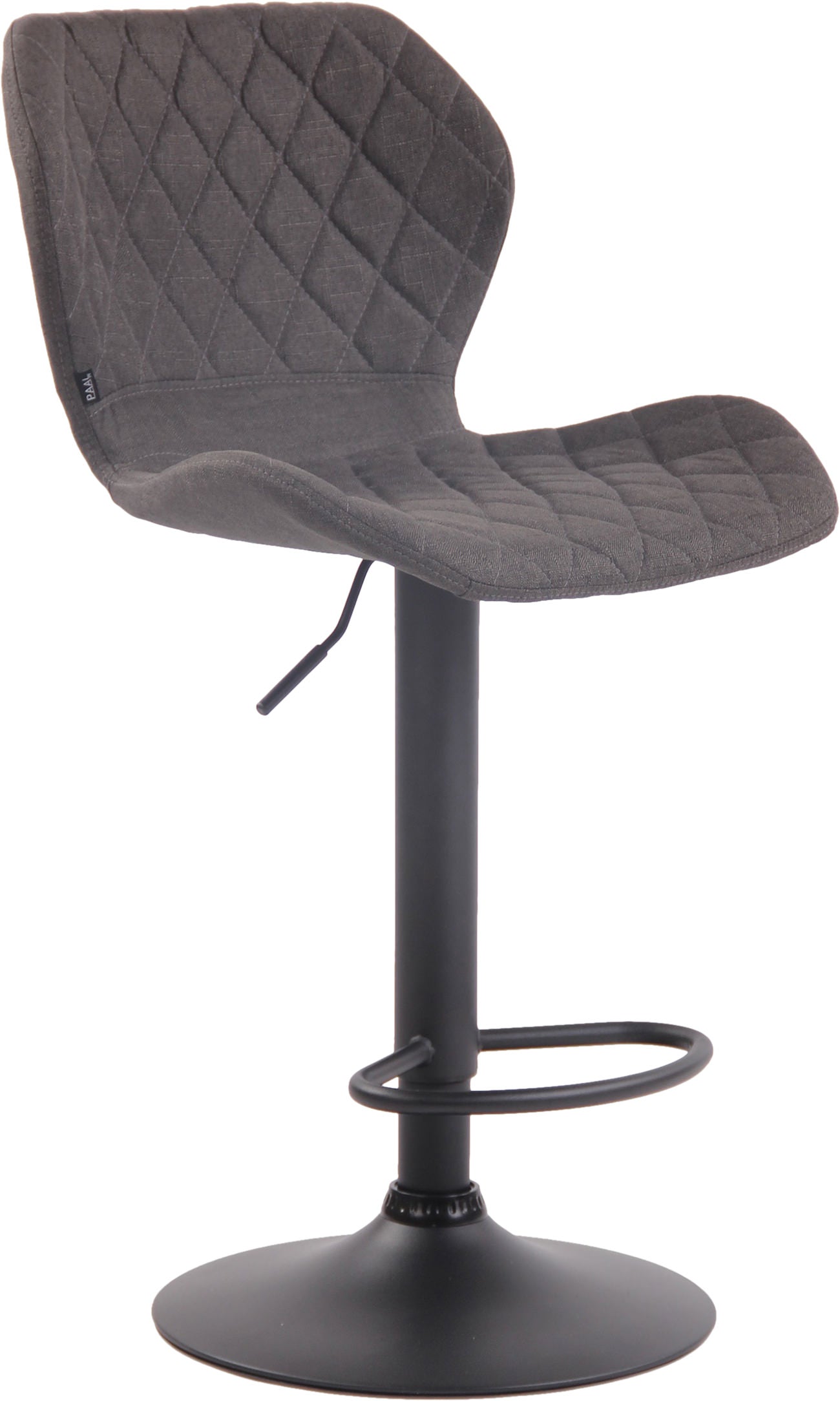 Barkruk met Stoffen Bekleding - Hoge Kruk - Hoogte Verstelbaar - Modern Design Kleur donkergrijs Onderstel Kleur zwart