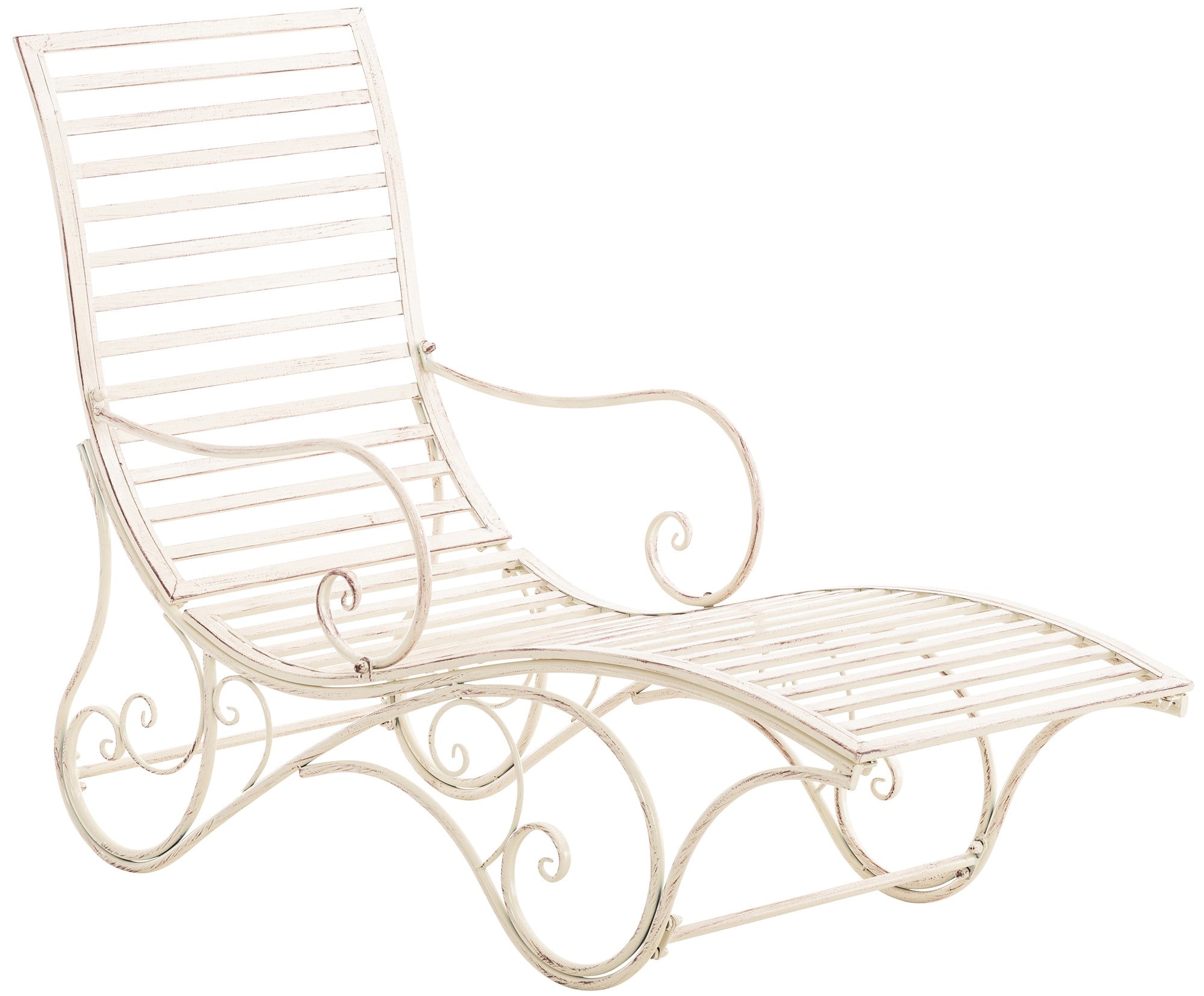 Tuinligstoel - Antieke Ligstoel - Duurzaam Metalen Frame, Sterke Stabiliteit Kleur antiek-crème