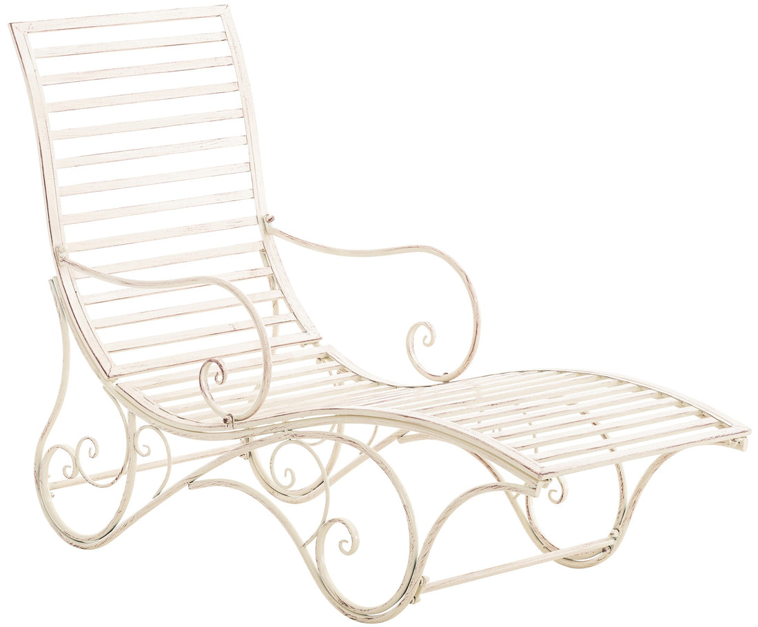 Tuinligstoel - Antieke Ligstoel - Duurzaam Metalen Frame, Sterke Stabiliteit Kleur antiek-crème
