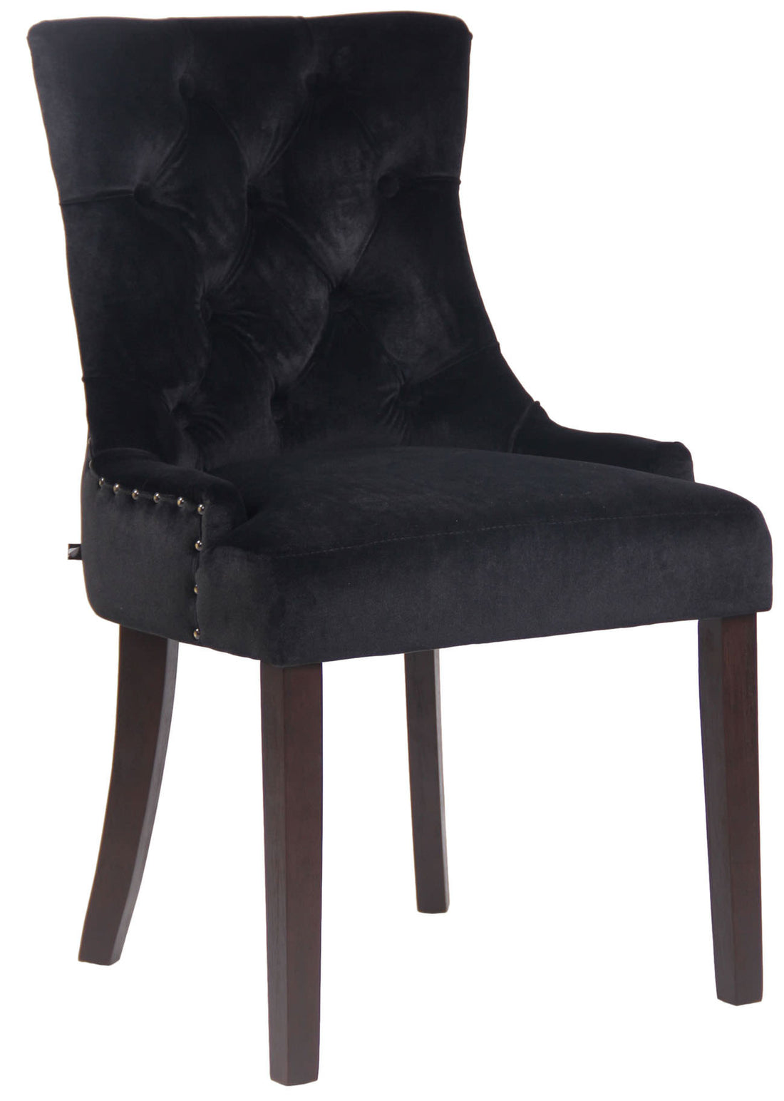 Fluwelen Eetkamerstoel - Keukenstoel - Hoog Comfort - Gestoffeerd Fluweelrubberhout Kleur zwart Onderstel Kleur antiek