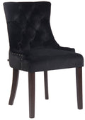 Fluwelen Eetkamerstoel - Keukenstoel - Hoog Comfort - Gestoffeerd Fluweelrubberhout Kleur zwart Onderstel Kleur antiek