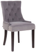 Fluwelen Eetkamerstoel - Keukenstoel - Hoog Comfort - Gestoffeerd Fluweelrubberhout Kleur grijs Onderstel Kleur antiek