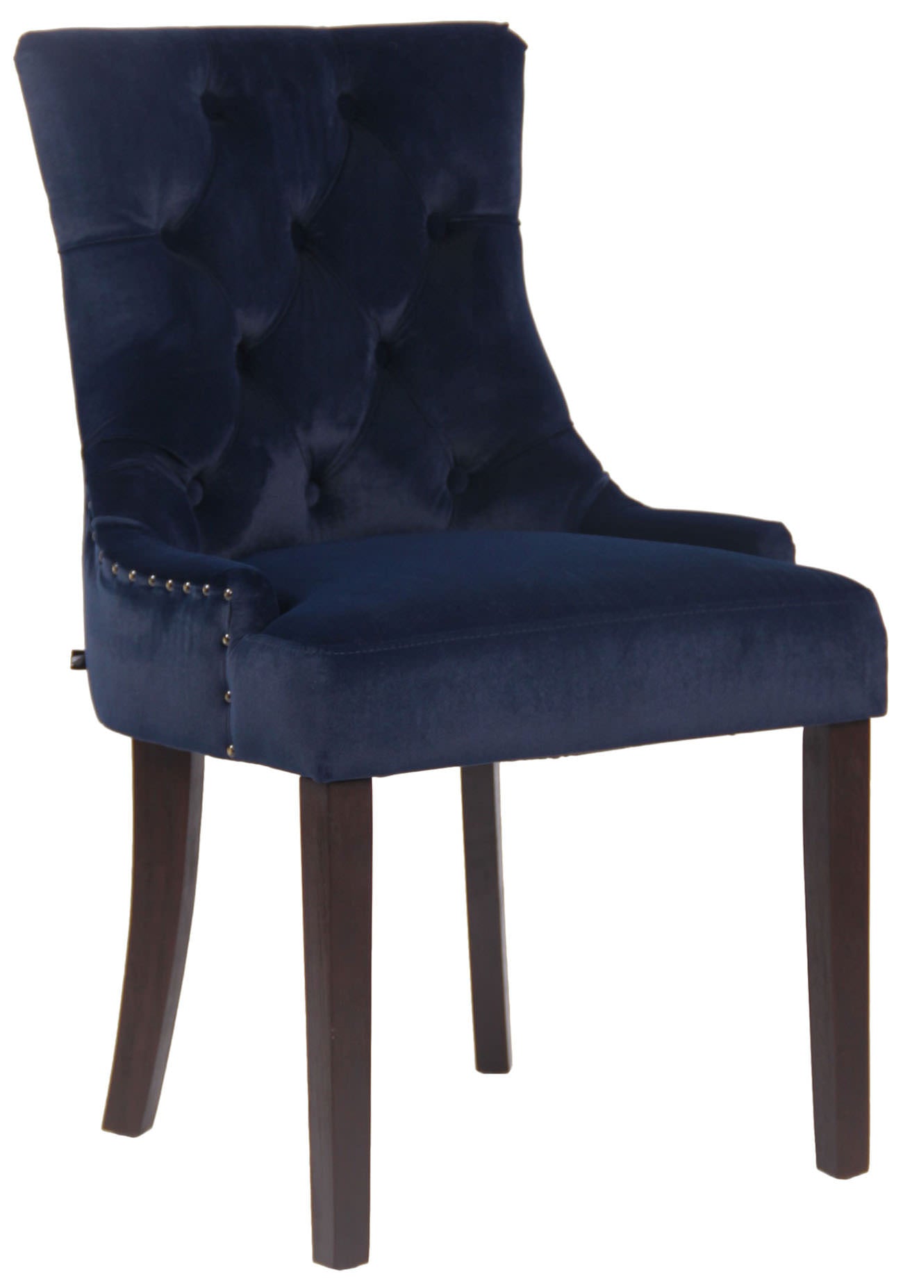 Fluwelen Eetkamerstoel - Keukenstoel - Hoog Comfort - Gestoffeerd Fluweelrubberhout Kleur blauw Onderstel Kleur antiek
