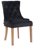 Fluwelen Eetkamerstoel - Keukenstoel - Hoog Comfort - Gestoffeerd Fluweelrubberhout Kleur zwart Onderstel Kleur antiek-helder
