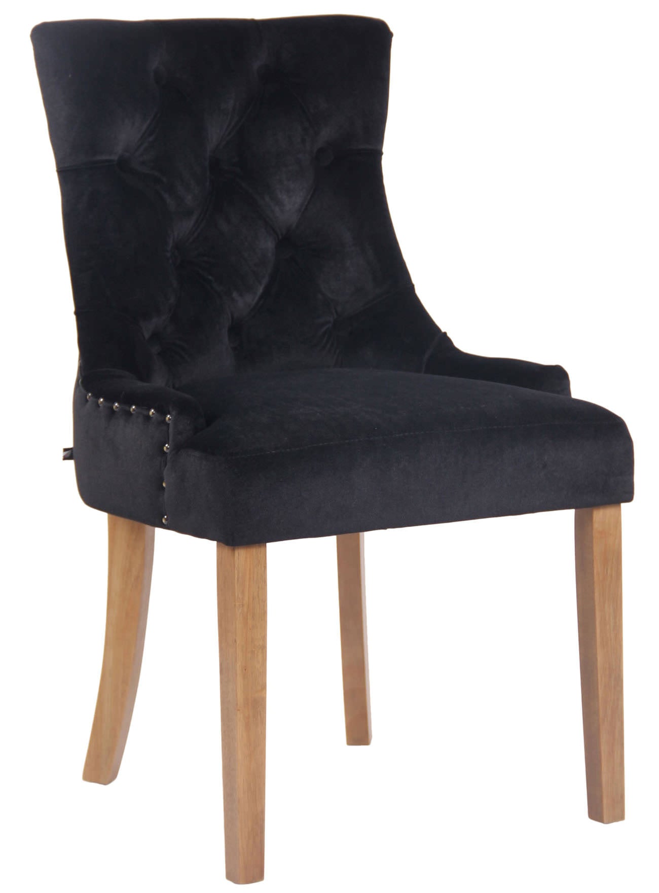 Fluwelen Eetkamerstoel - Keukenstoel - Hoog Comfort - Gestoffeerd Fluweelrubberhout Kleur zwart Onderstel Kleur antiek-helder