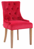 Fluwelen Eetkamerstoel - Keukenstoel - Hoog Comfort - Gestoffeerd Fluweelrubberhout Kleur rood Onderstel Kleur antiek-helder