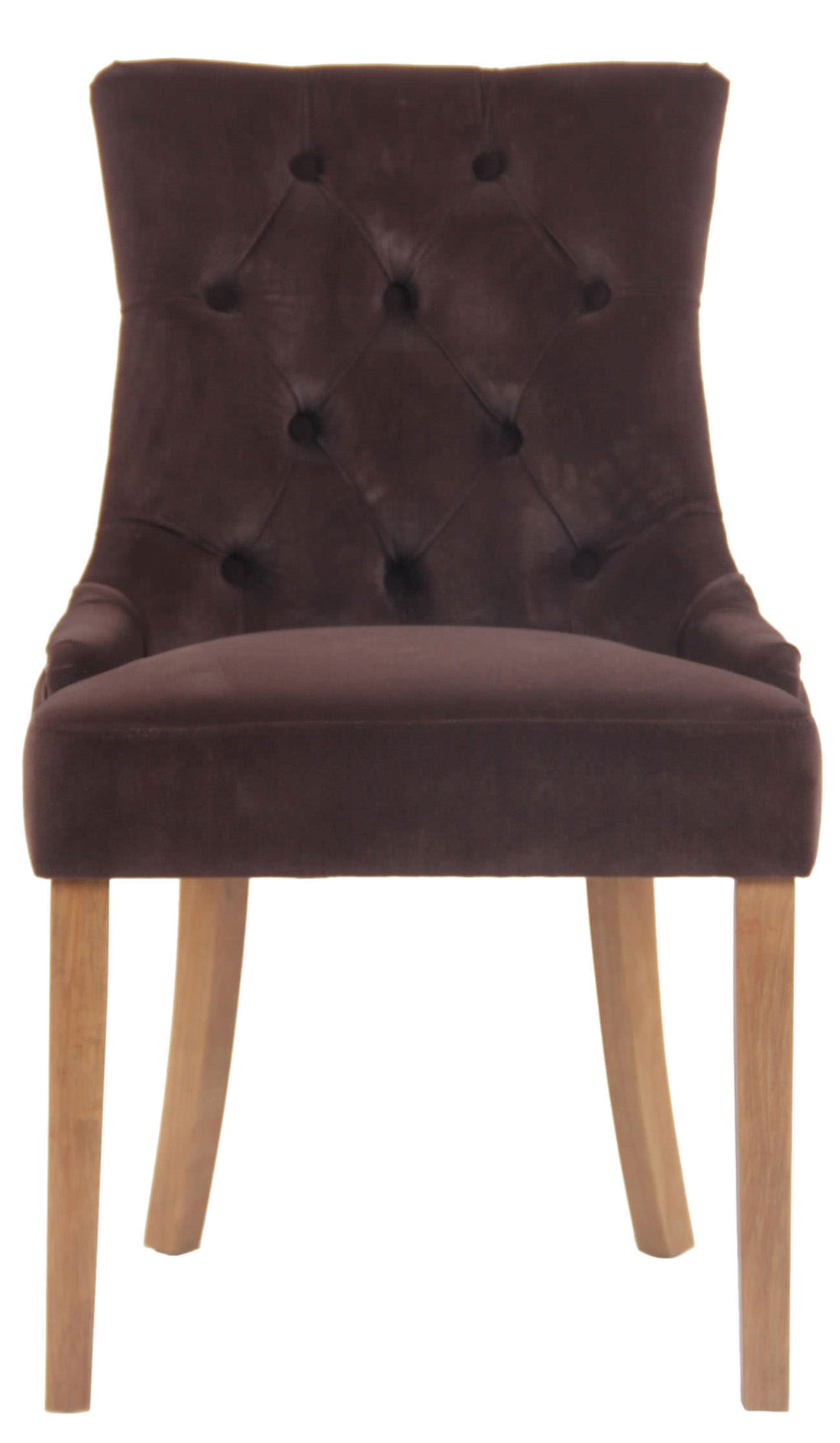 Fluwelen Eetkamerstoel - Dining Chair - Comfortabele Zit, Stijlvolle Siernaden Kleur bruin